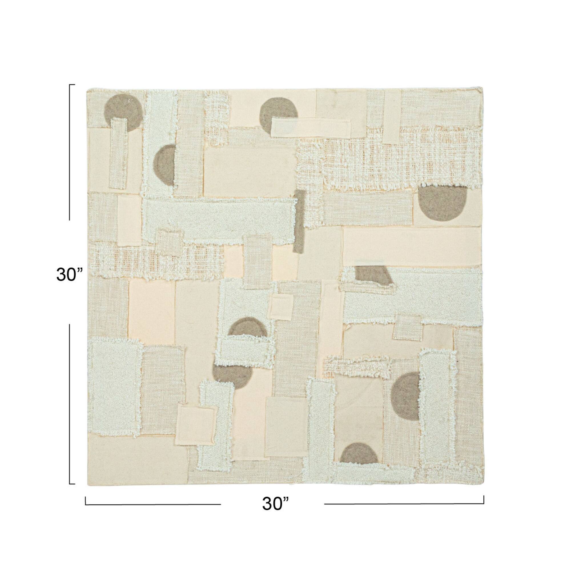 Hello Honey® 30" Fabric Patchwork Wall Hanging with Oak Wood Frame
